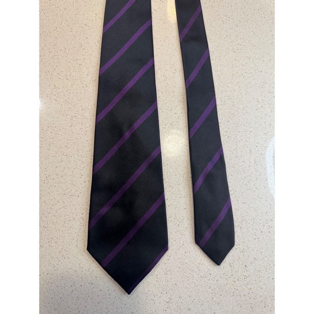 Ralph Lauren Purple Label Silk Tie Made in Italy Black Purple Striped Mens
